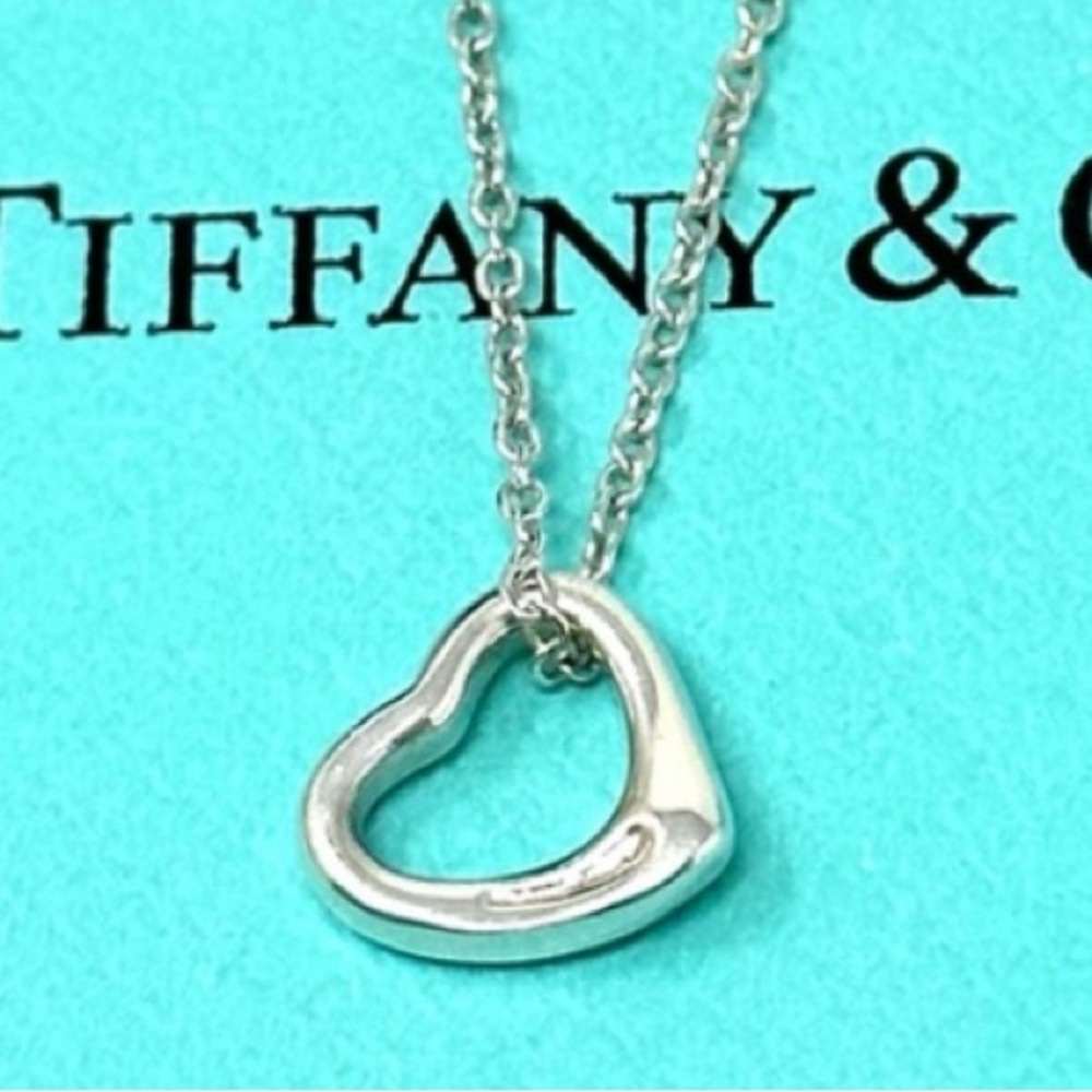 Authentic Tiffany & CO. Elsa Peretti Mini Open Heart Necklace. - Picture 6 of 13
